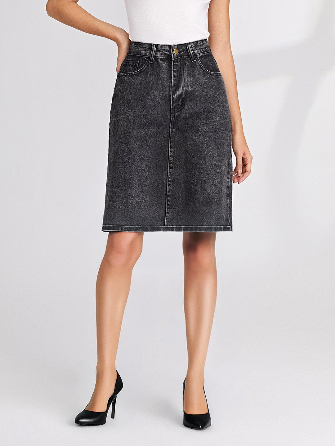 KOTTY Solid Women Regular Grey Skirt