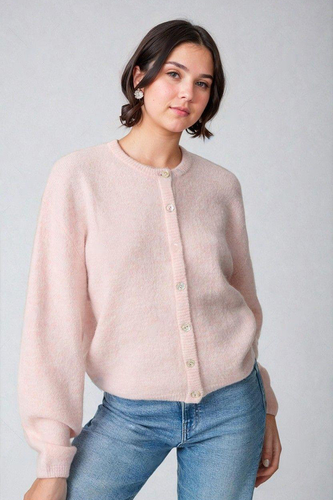 KOTTY Solid Round Neck Casual Women Pink Sweater