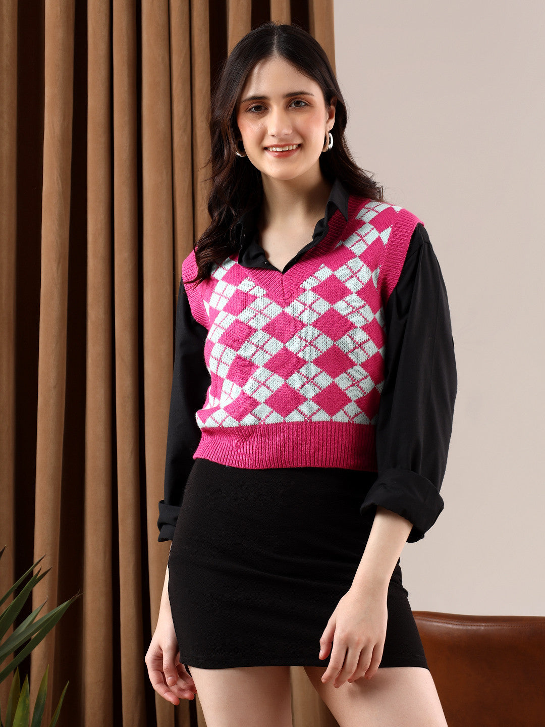 KOTTY Printed V Neck Casual Women Multicolor Sweater