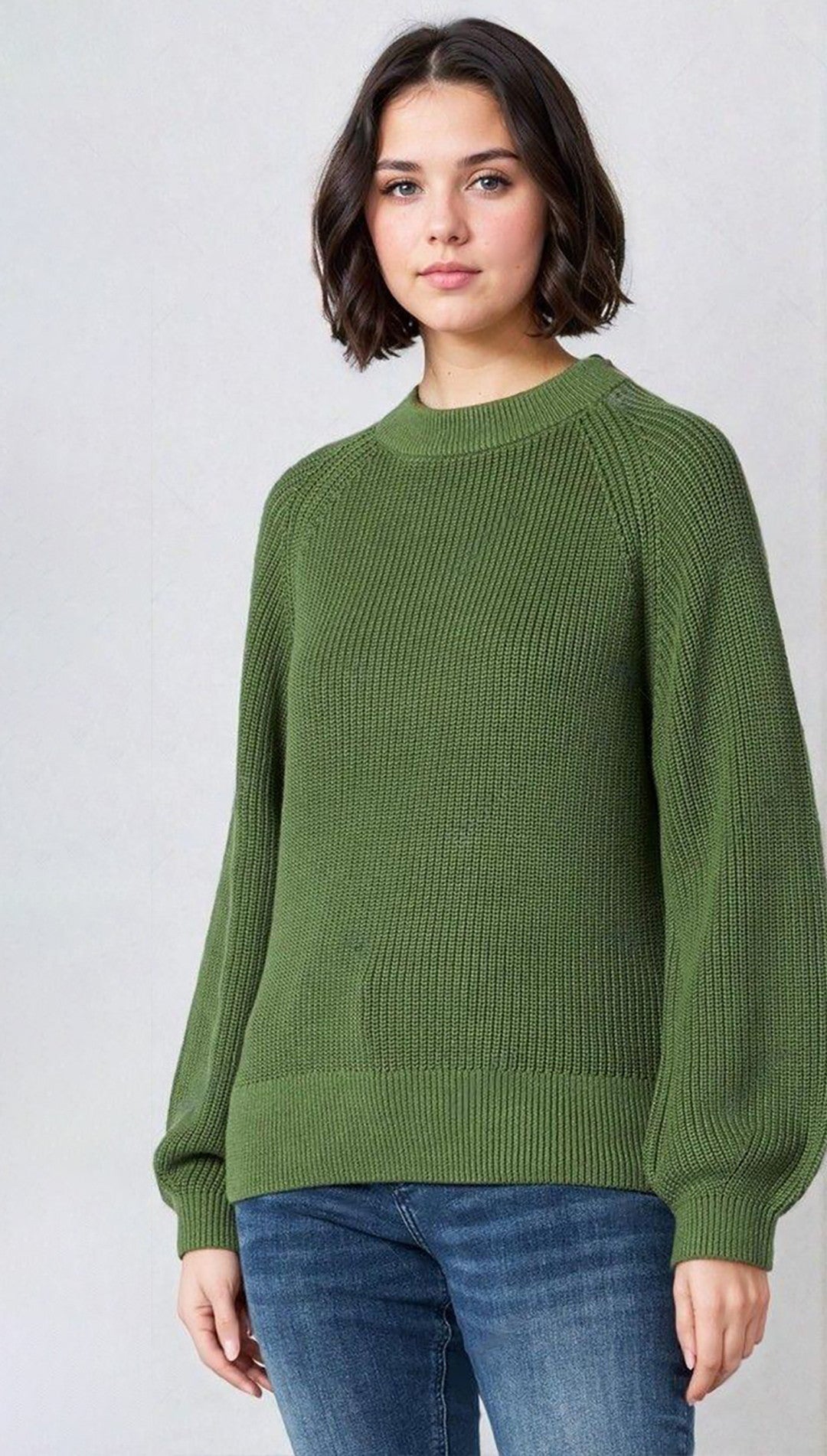 KOTTY Self Design Round Neck Casual Women Green Sweater