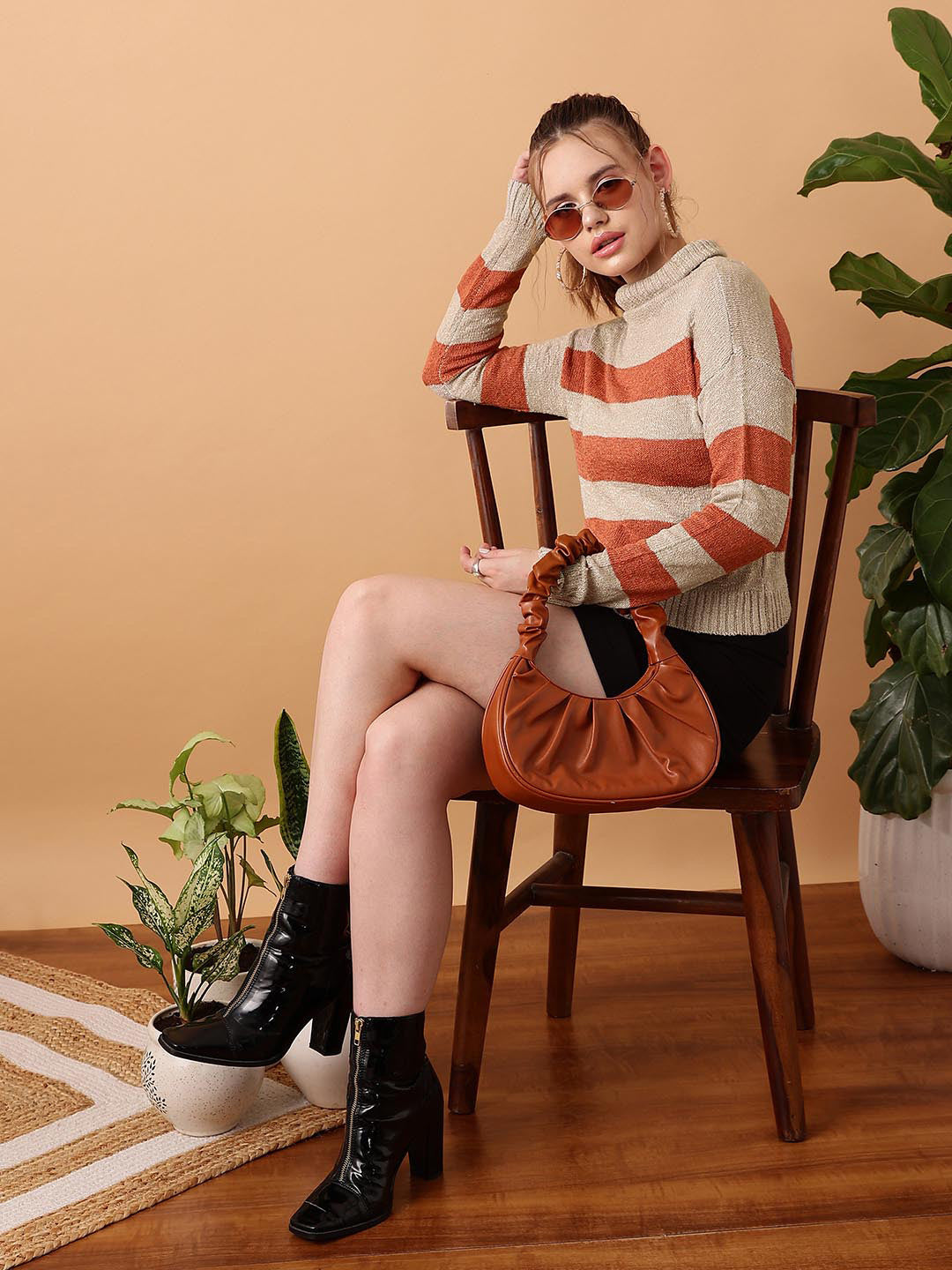 KOTTY Striped Round Neck Casual Women Multicolor Sweater