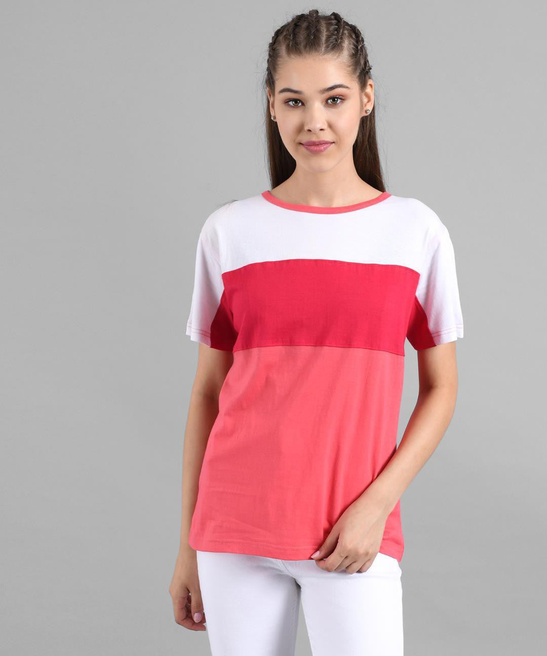 KOTTY Colorblock Women Round Neck Multicolor T-Shirt