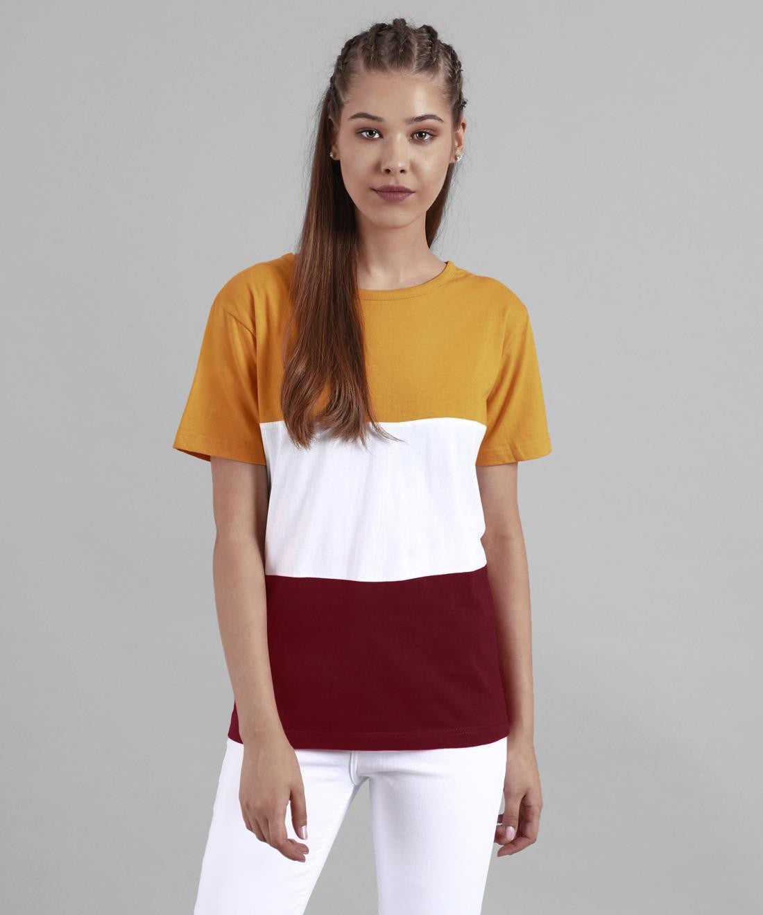 KOTTY Colorblock Women Round Neck Multicolor T-Shirt