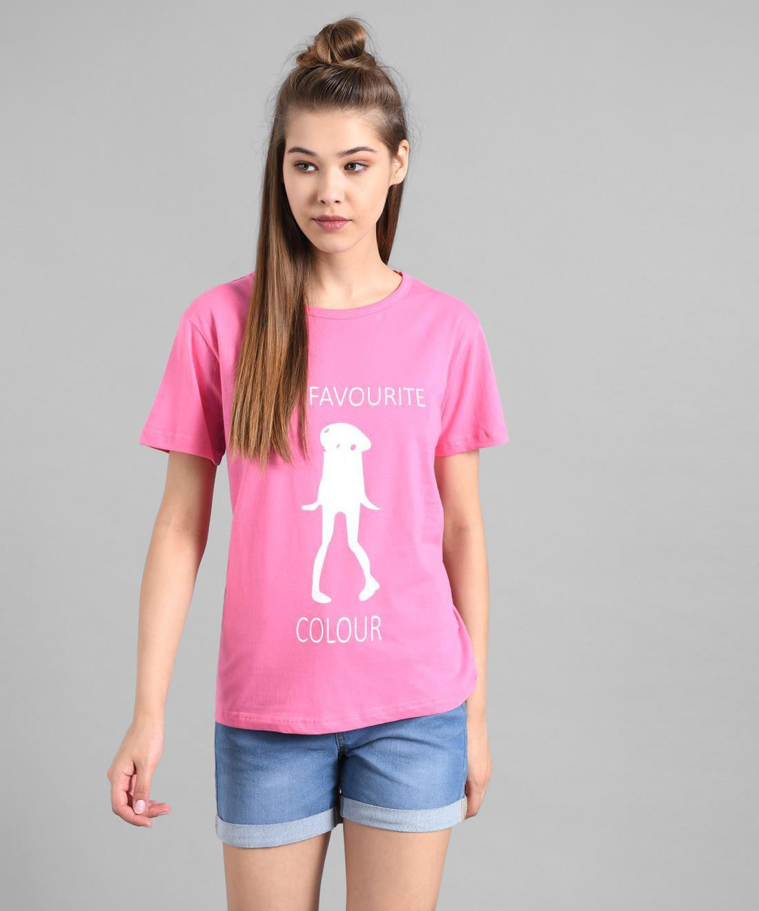 KOTTY Graphic Print Women Round Neck Pink T-Shirt