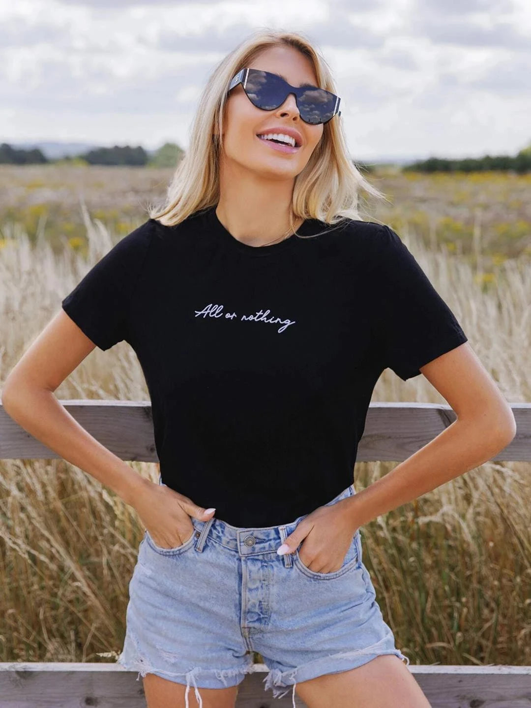 KOTTY Printed Women Round Neck Black T-Shirt