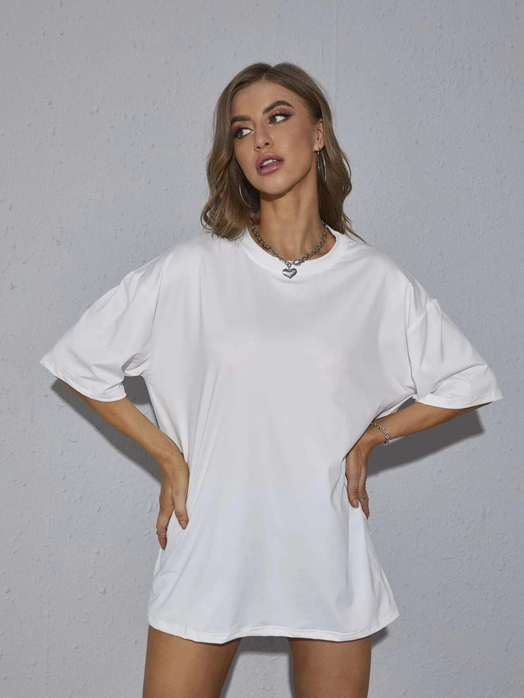 KOTTY Solid Women Round Neck White T-Shirt