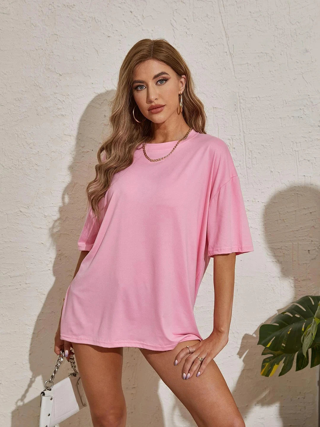 KOTTY Womens Cotton Blend Solid T-Shirts
