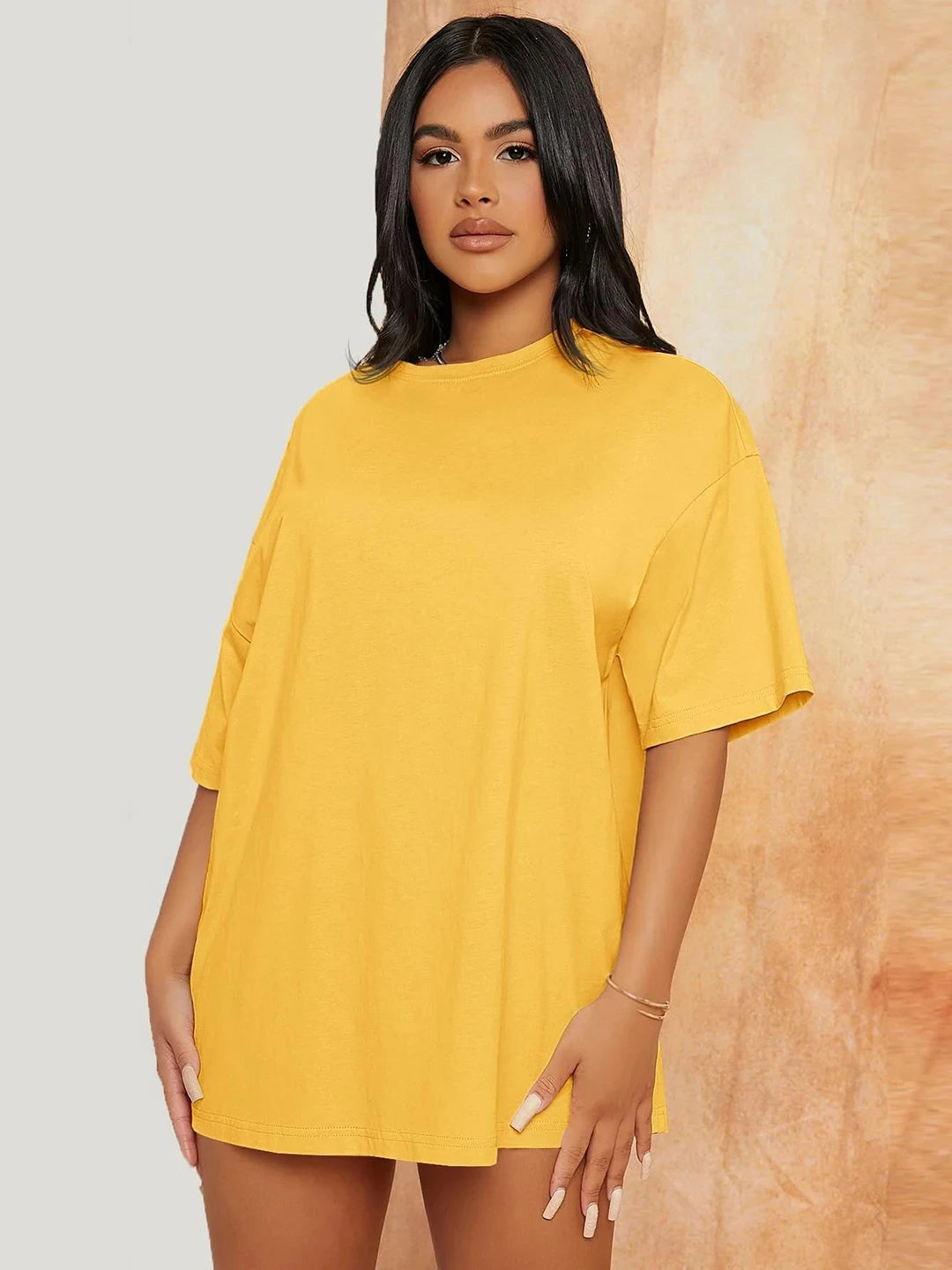 KOTTY Solid Women Round Neck Yellow T-Shirt