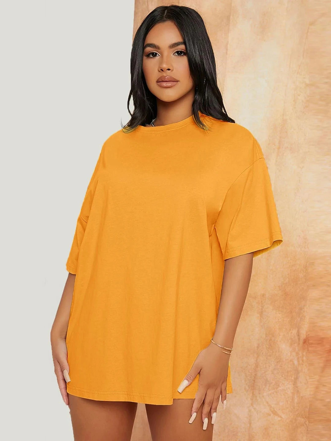 KOTTY Solid Women Round Neck Yellow T-Shirt