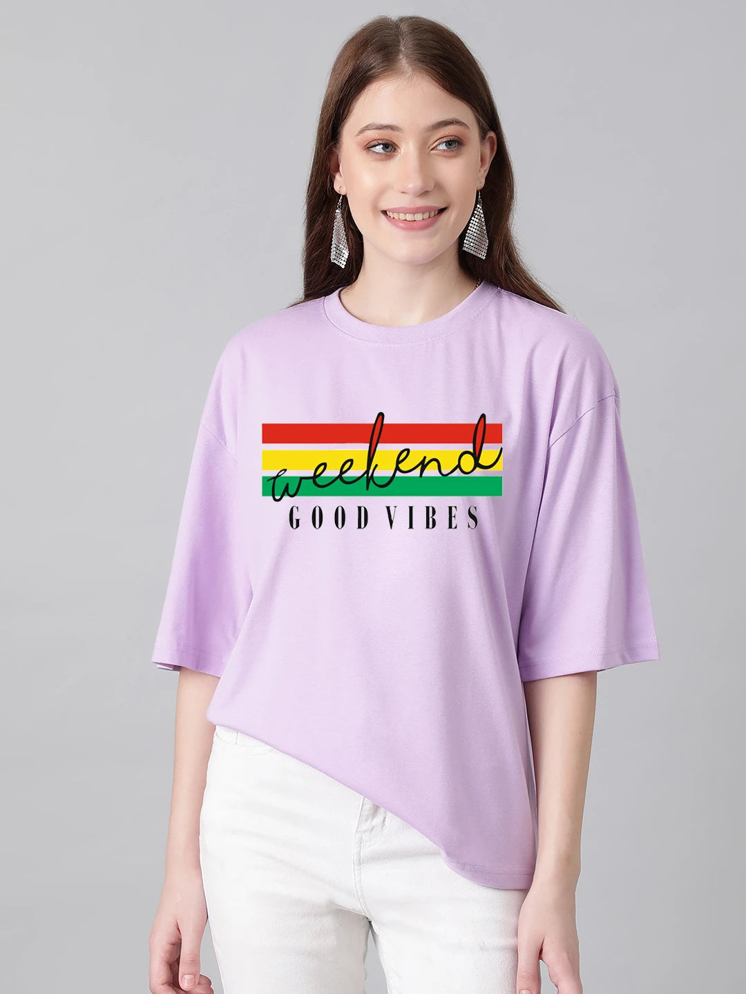KOTTY Printed, Typography Women Round Neck Purple T-Shirt