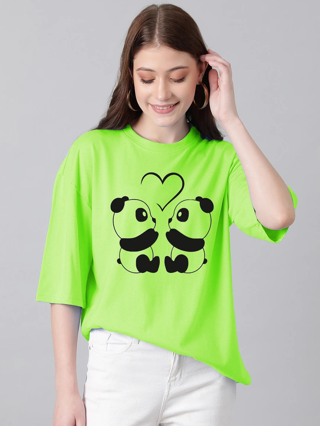 KOTTY Printed Women Round Neck Light Green T-Shirt