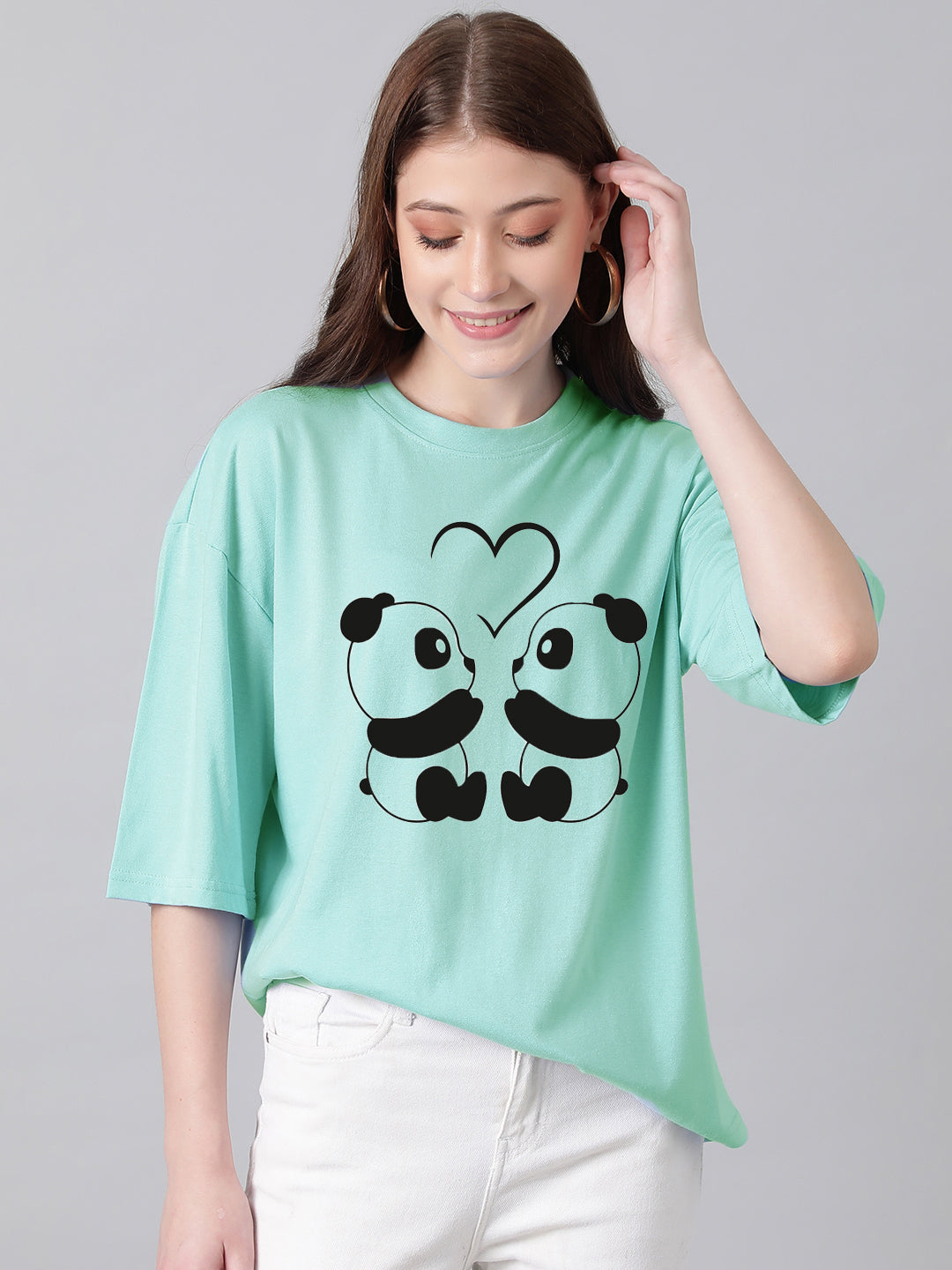 KOTTY Women's Cotton Blend Printed Oversized T-Shirts