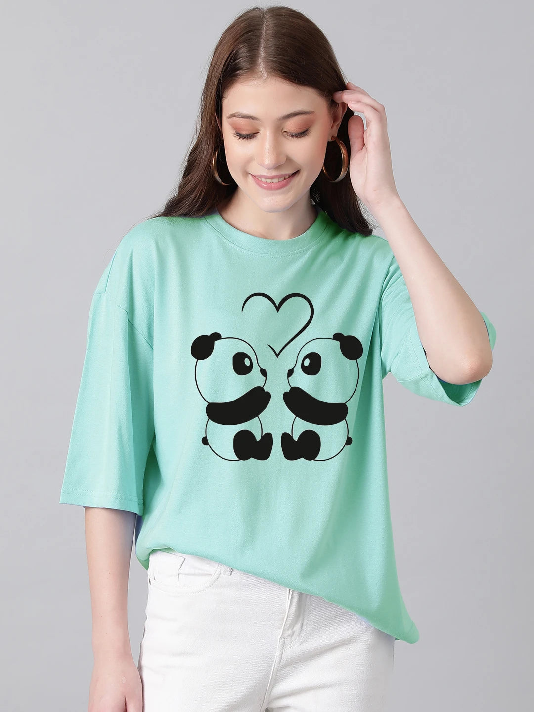 KOTTY Printed Women Round Neck Light Green T-Shirt