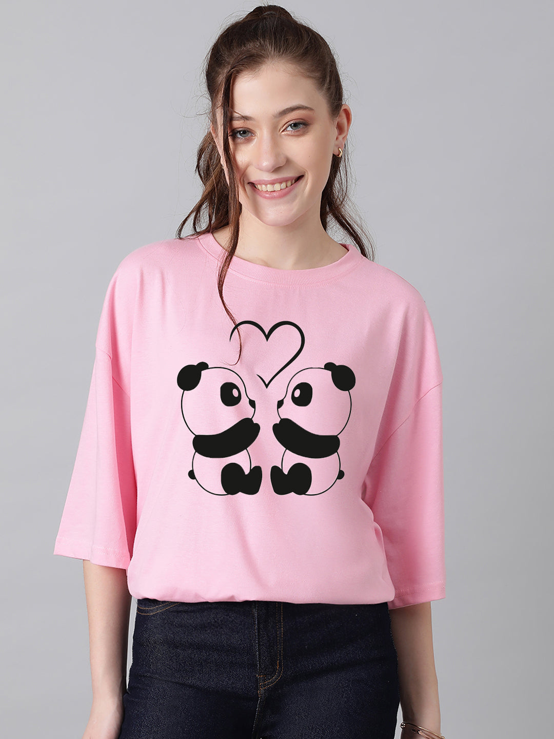 KOTTY Women's Cotton Blend Printed Oversized T-Shirts