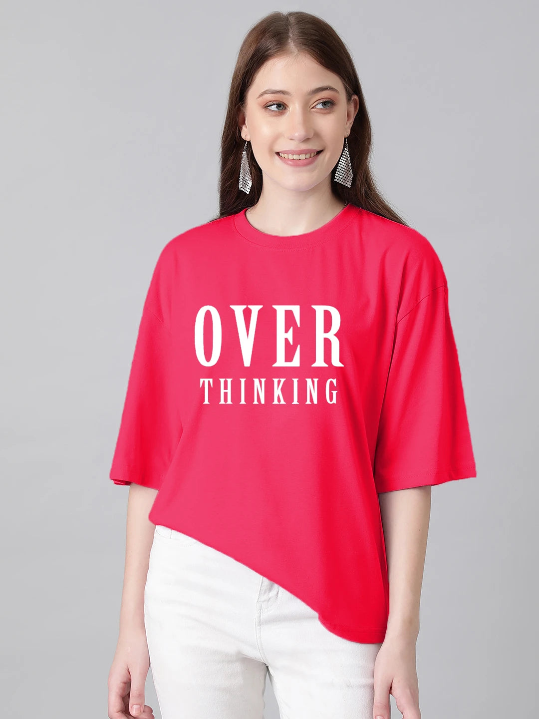 KOTTY Typography Women Round Neck Pink T-Shirt