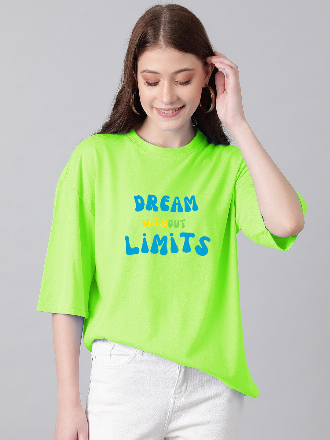 KOTTY Typography Women Round Neck Green T-Shirt