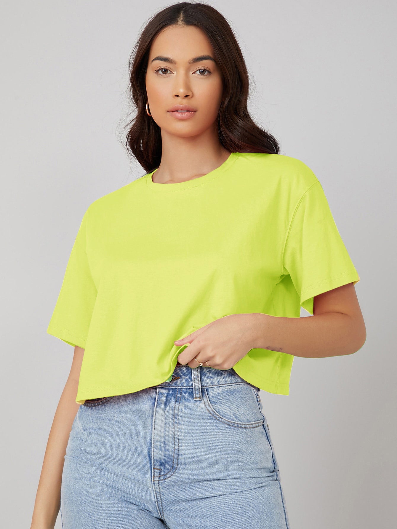 KOTTY Solid Women Round Neck Yellow T-Shirt