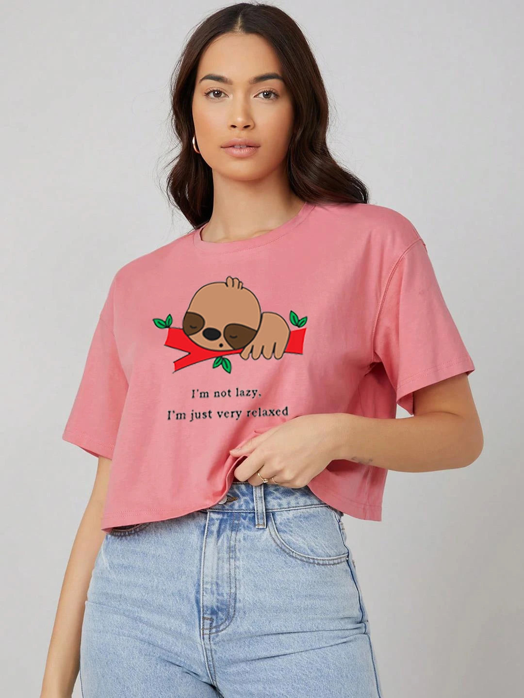 KOTTY Printed, Typography Women Round Neck Pink T-Shirt