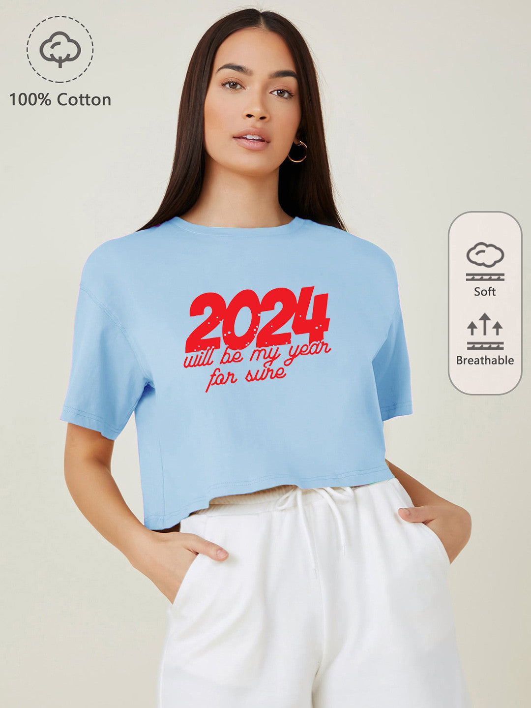 KOTTY Printed, Typography Women Round Neck Blue T-Shirt
