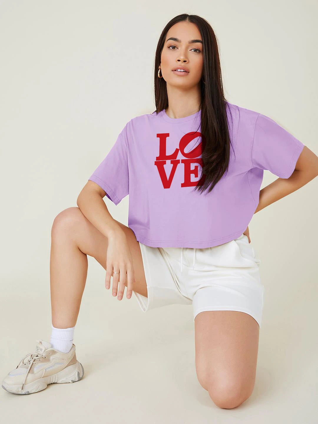KOTTY Typography Women Round Neck Purple T-Shirt