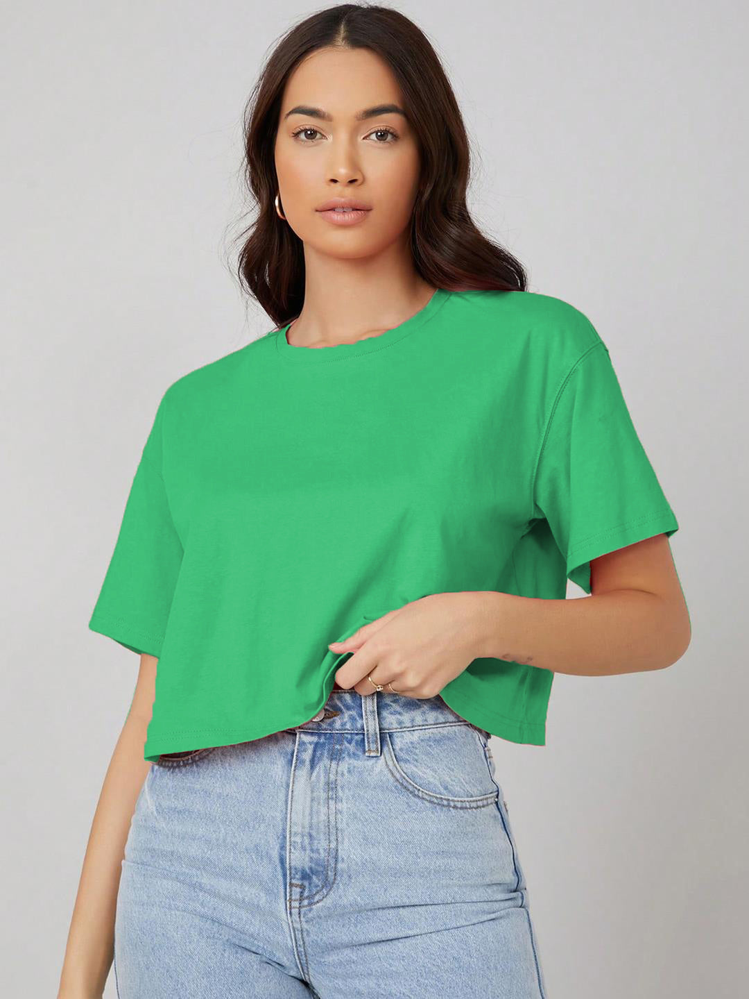 KOTTY Women's Solid Cotton Blend T-Shirt