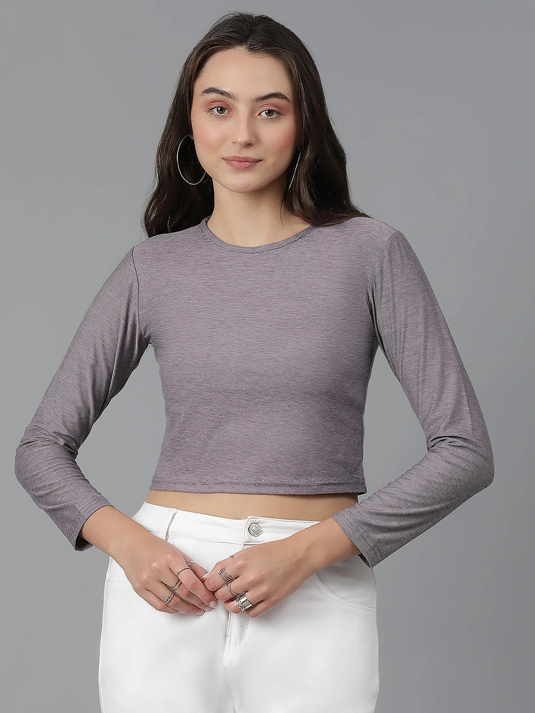 KOTTY Solid Women Round Neck Brown T-Shirt