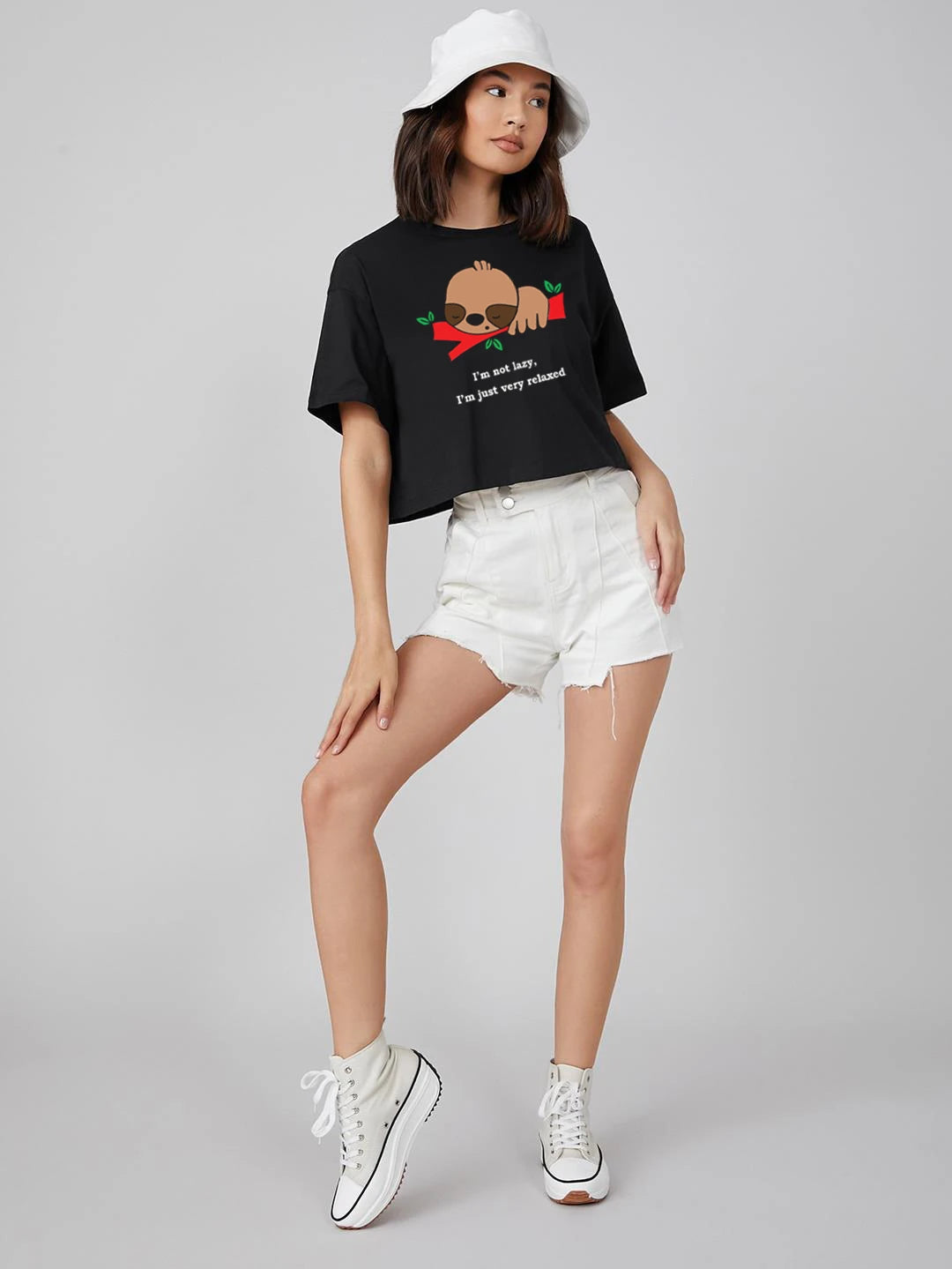KOTTY Printed Women Round Neck Black T-Shirt