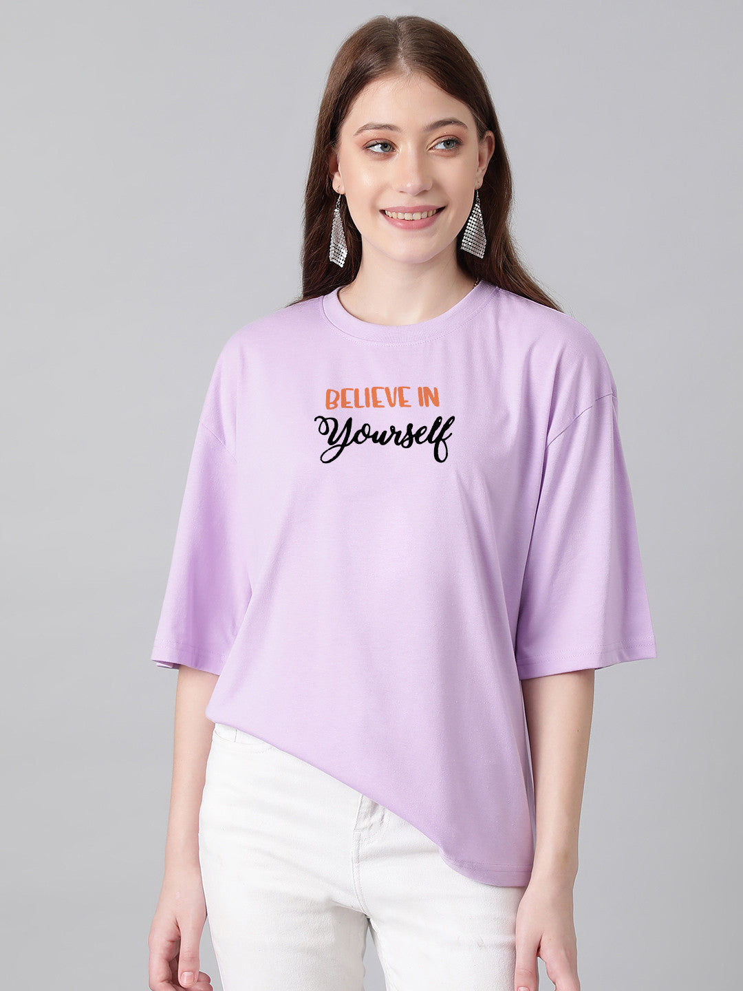 KOTTY Printed Women Round Neck Purple T-Shirt