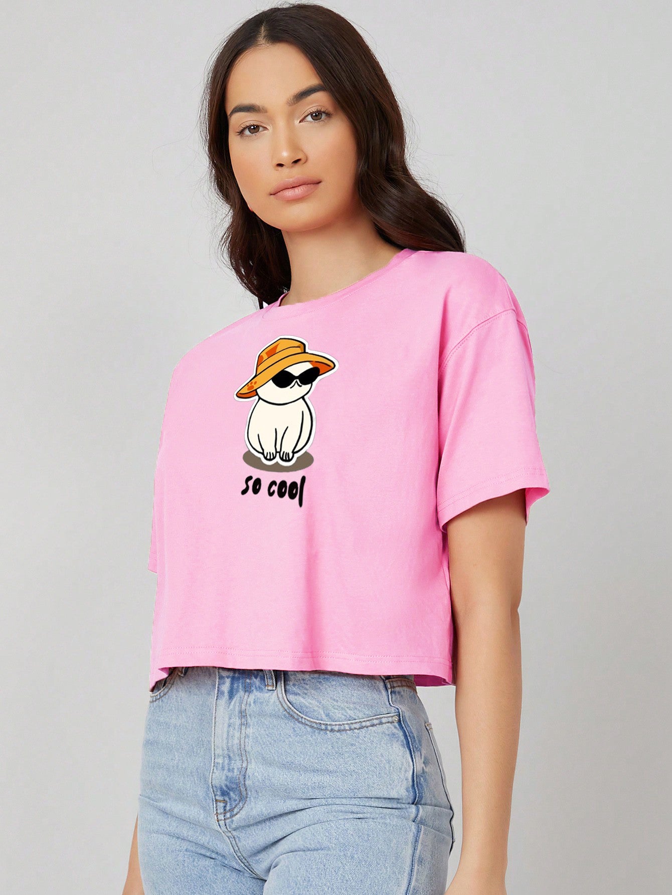 KOTTY Printed Women Round Neck Pink T-Shirt