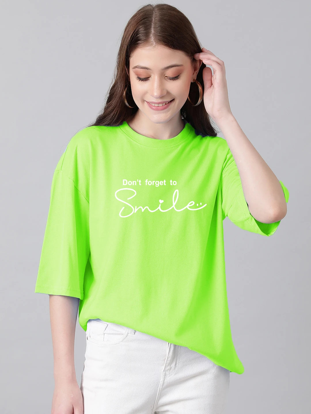 KOTTY Printed Women Round Neck Green T-Shirt
