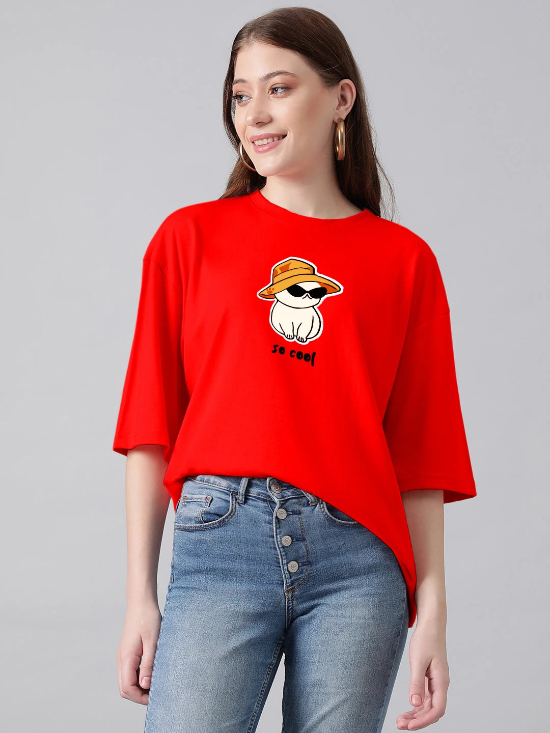 KOTTY Printed Women Round Neck Red T-Shirt