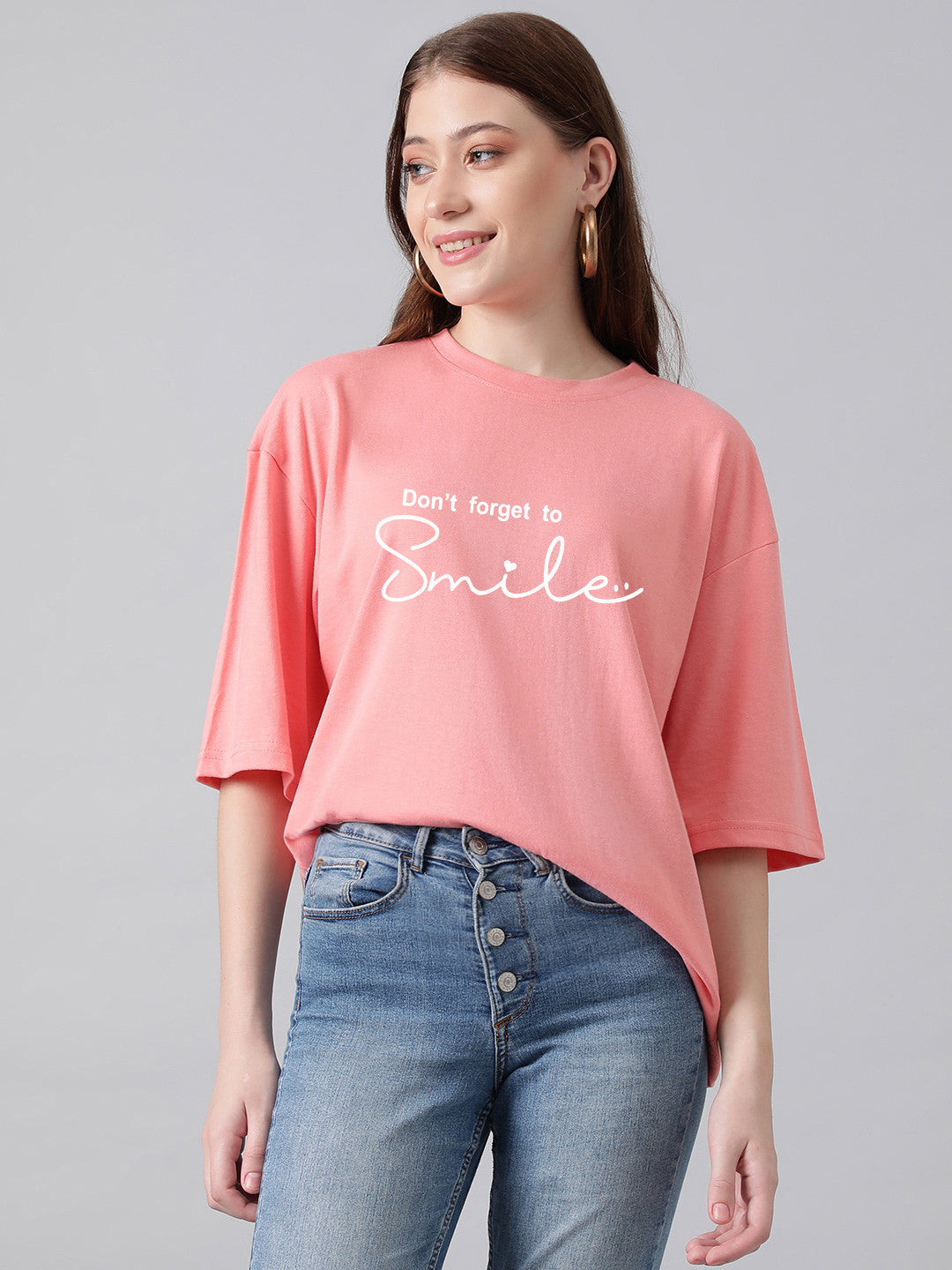 KOTTY Printed Women Round Neck Pink T-Shirt