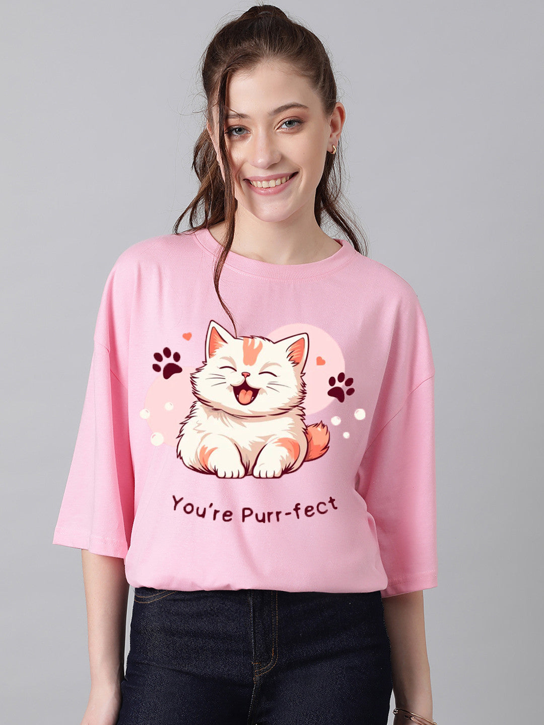 KOTTY Printed Women Round Neck Pink T-Shirt