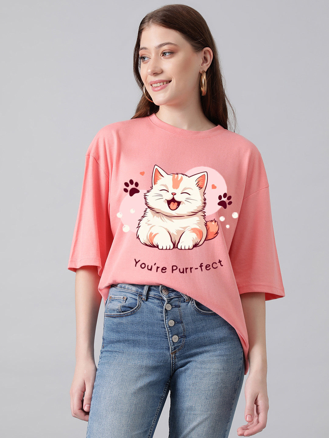 KOTTY Printed Women Round Neck Pink T-Shirt