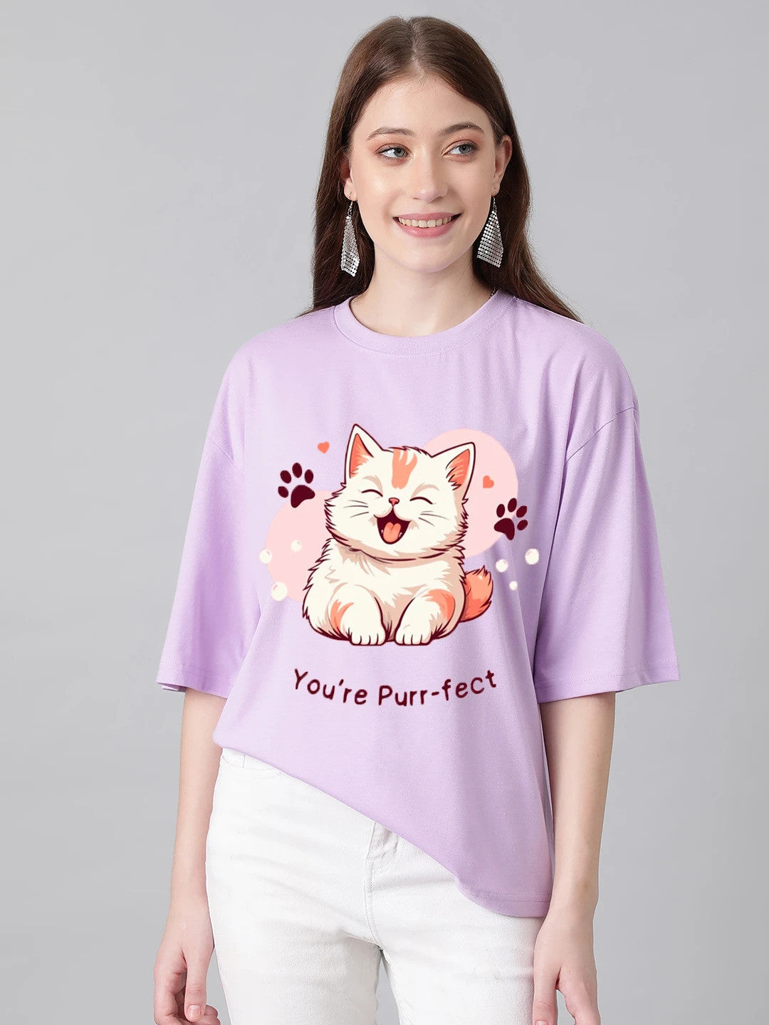 KOTTY Printed Women Round Neck Purple T-Shirt
