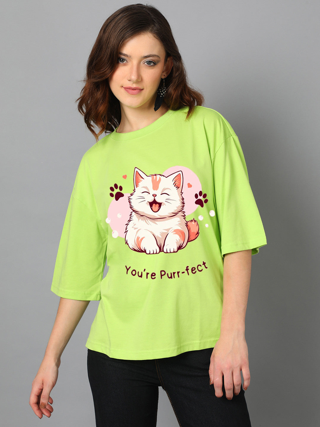 KOTTY Printed Women Round Neck Green T-Shirt