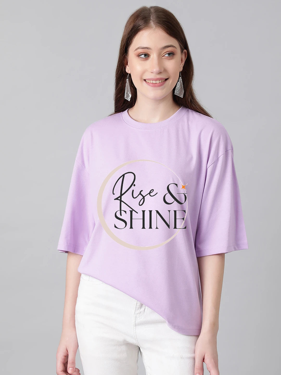 KOTTY Printed Women Round Neck Purple T-Shirt