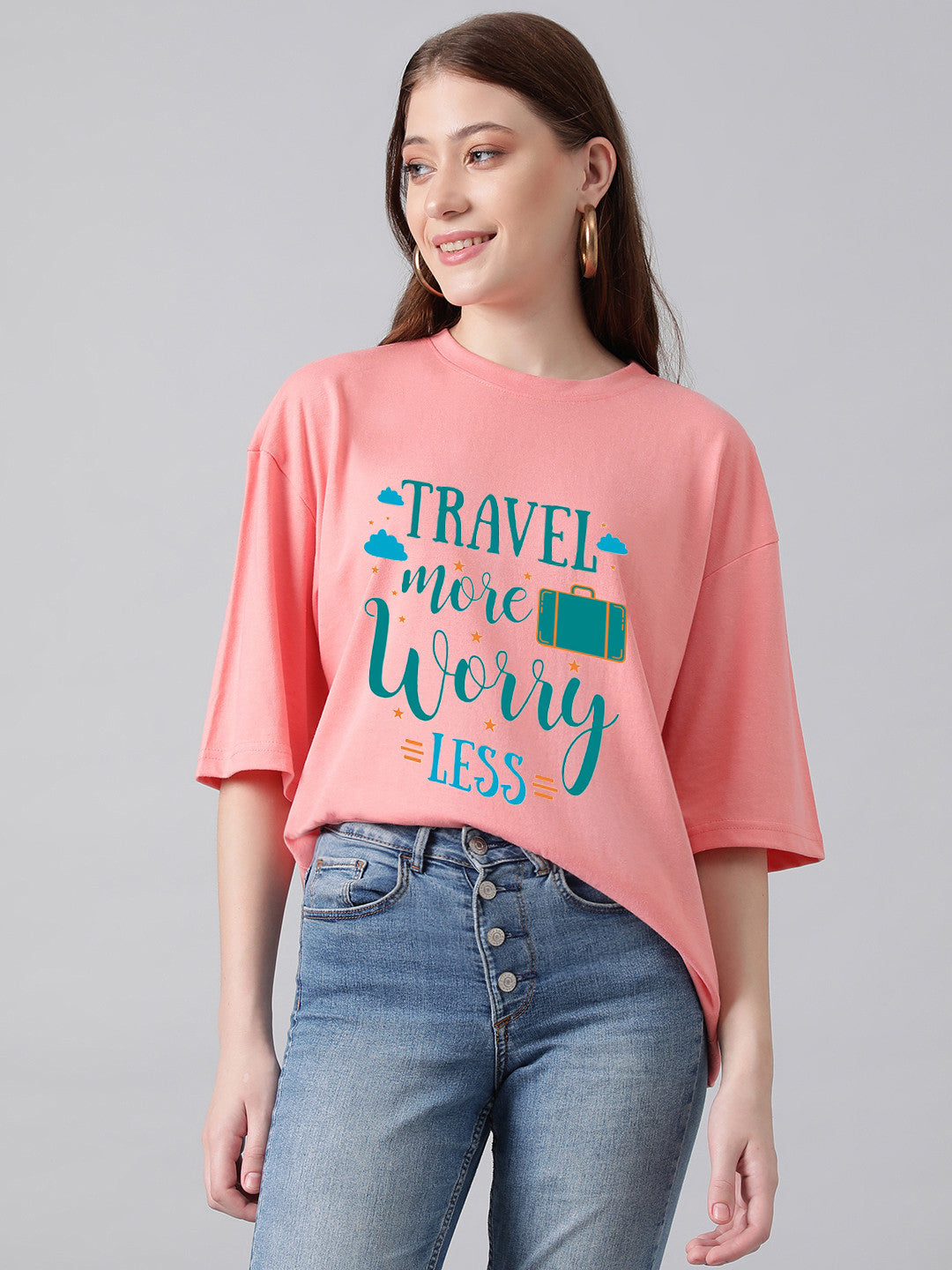 KOTTY Typography Women Round Neck Pink T-Shirt