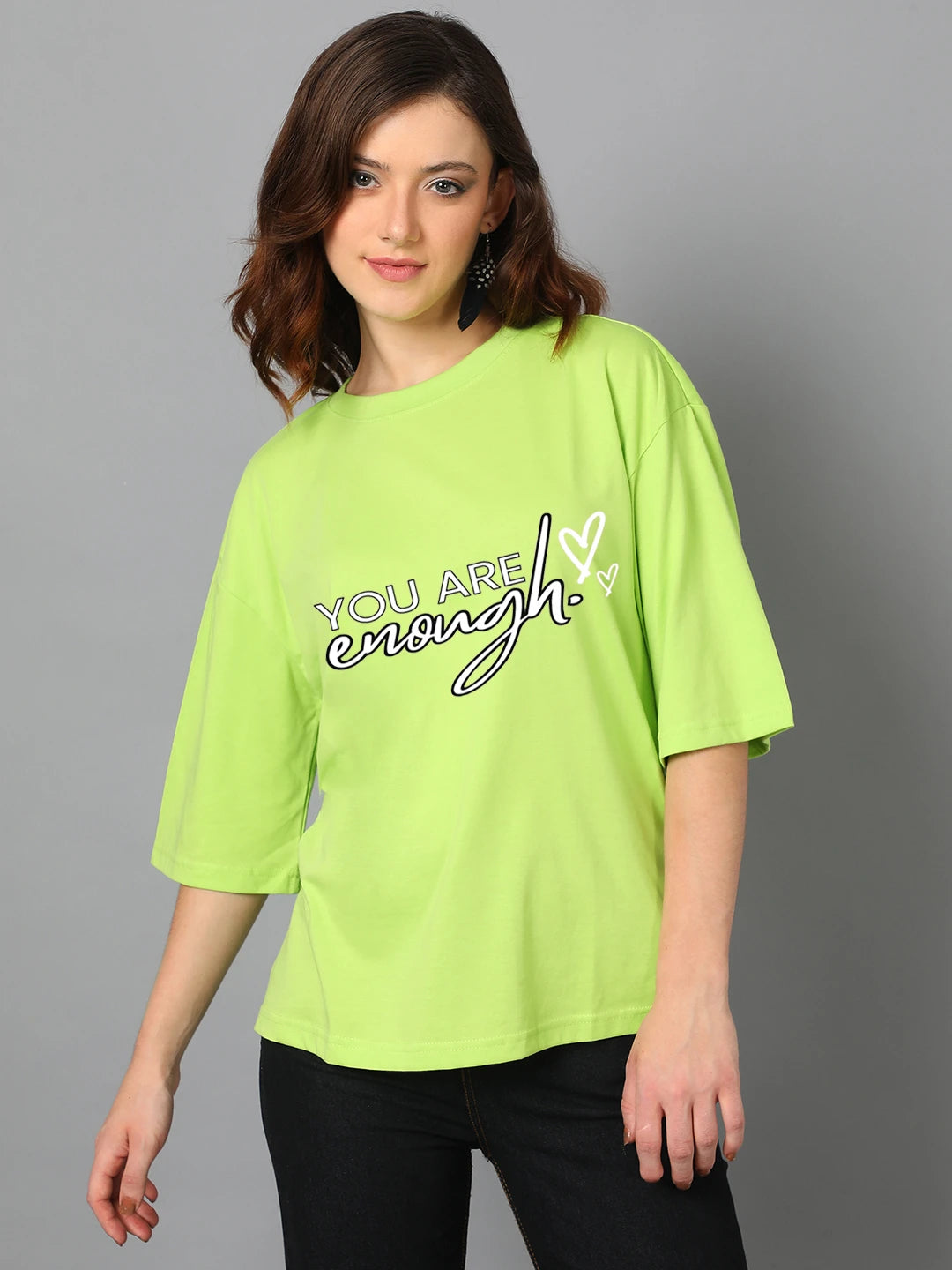 KOTTY Printed Women Round Neck Green T-Shirt