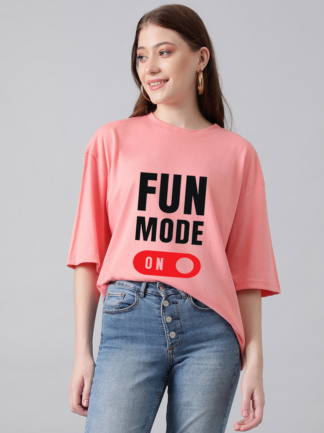 KOTTY Printed Women Round Neck Pink T-Shirt