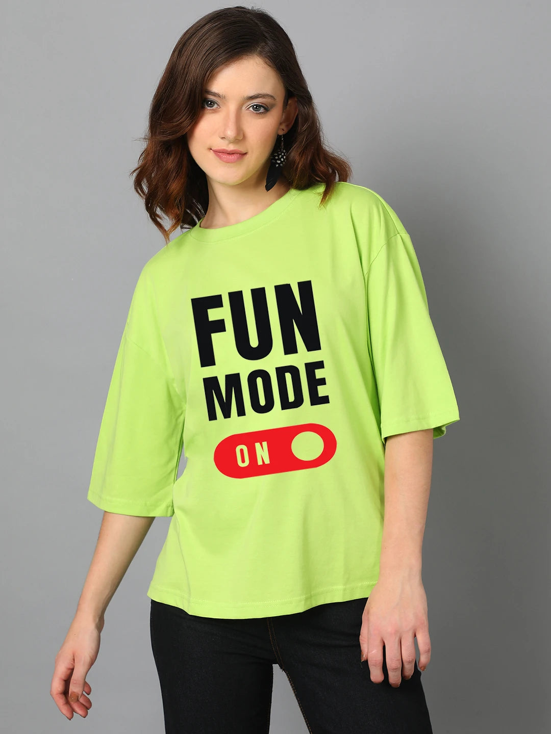 KOTTY Printed Women Round Neck Green T-Shirt