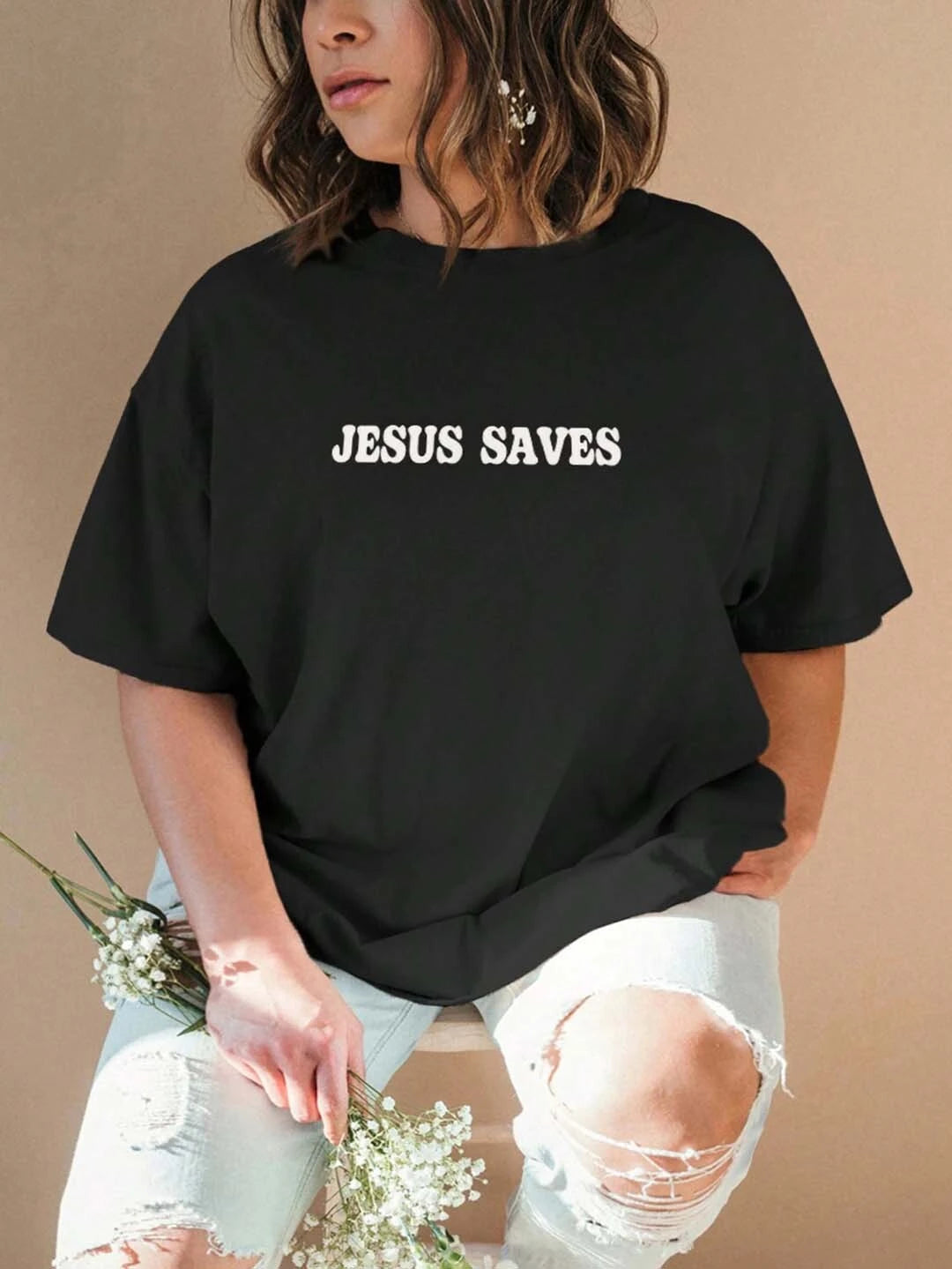 KOTTY Printed, Typography Women Round Neck Black T-Shirt