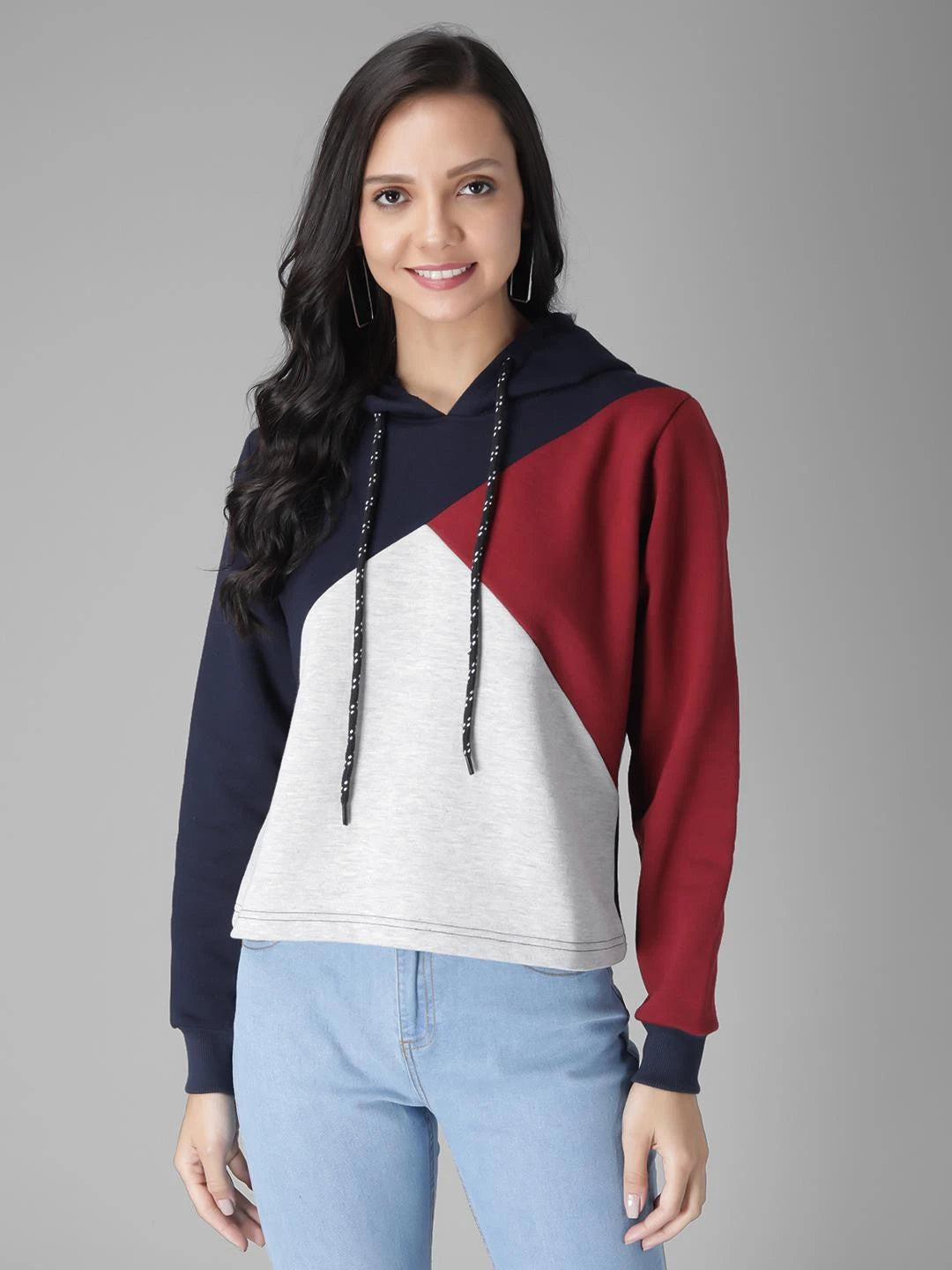 KOTTY Full Sleeve Color Block Women Sweatshirt