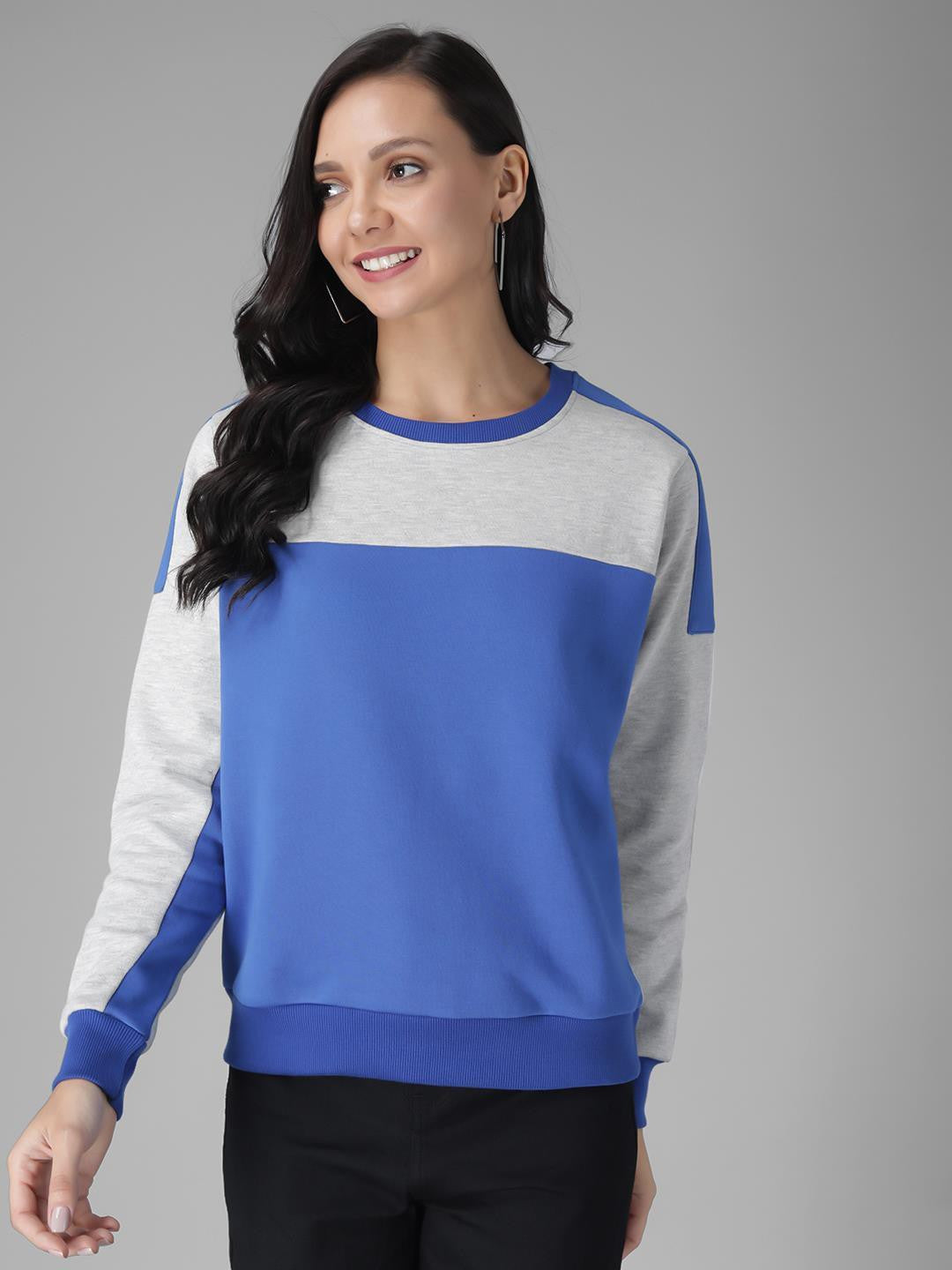 KOTTY Full Sleeve Color Block Women Sweatshirt