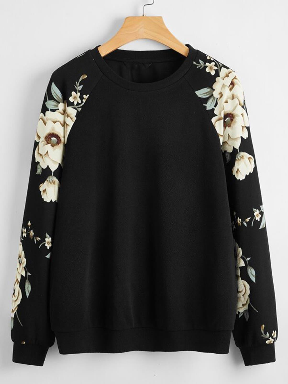 KOTTY Women's Solid Kettle Black Stylish Sweatshirt