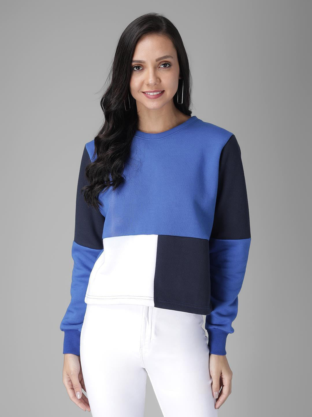 KOTTY Full Sleeve Color Block Women Sweatshirt
