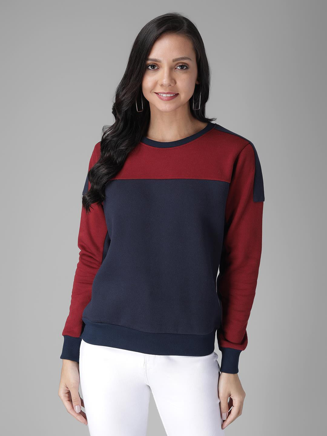 KOTTY Full Sleeve Color Block Women Sweatshirt
