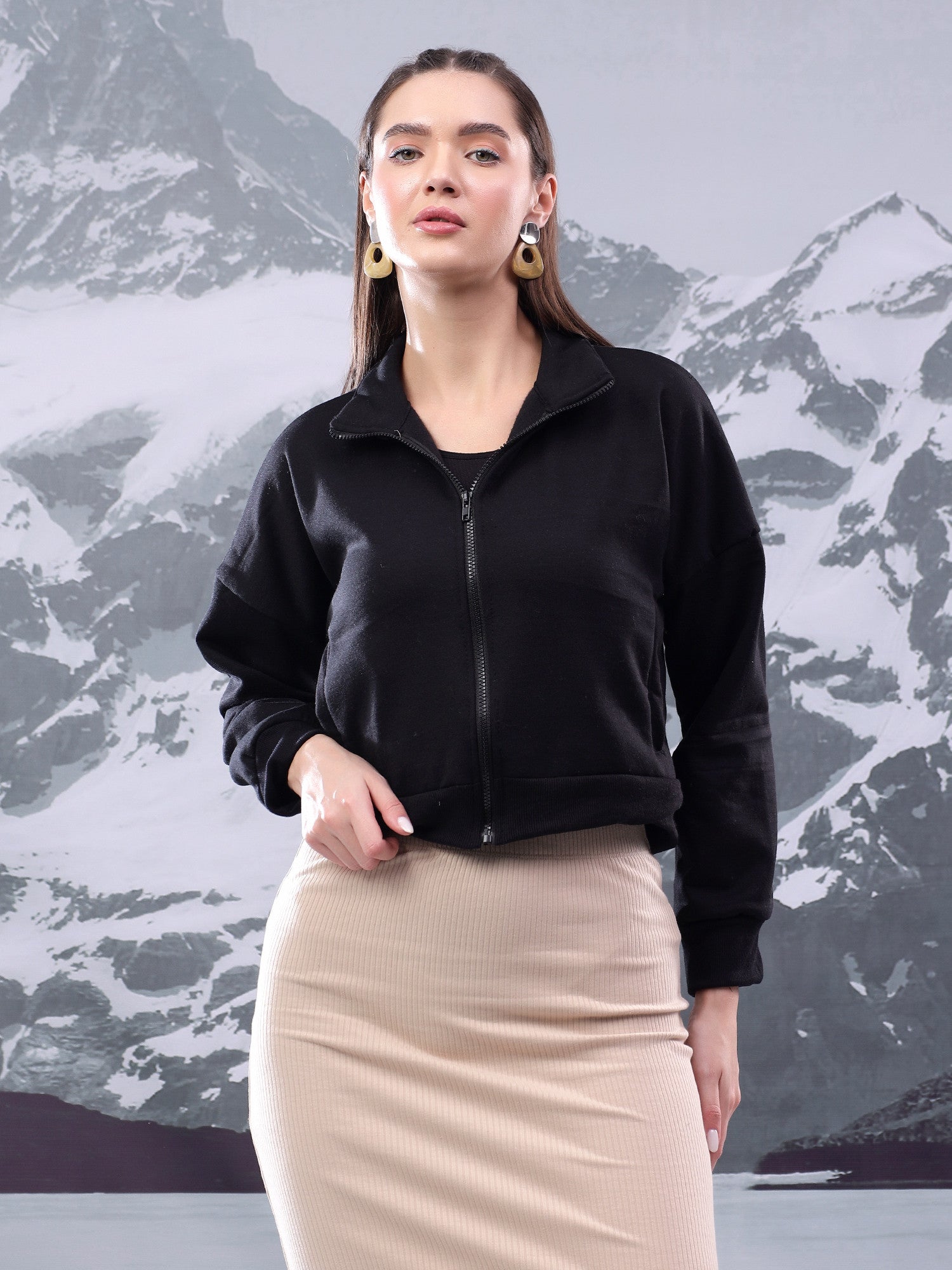KOTTY Women Full Sleeve Solid Sweatshirt