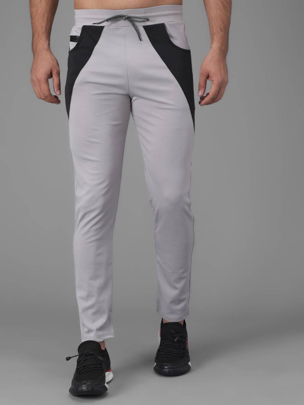 KOTTY Men Colorblack Grey Track Pants