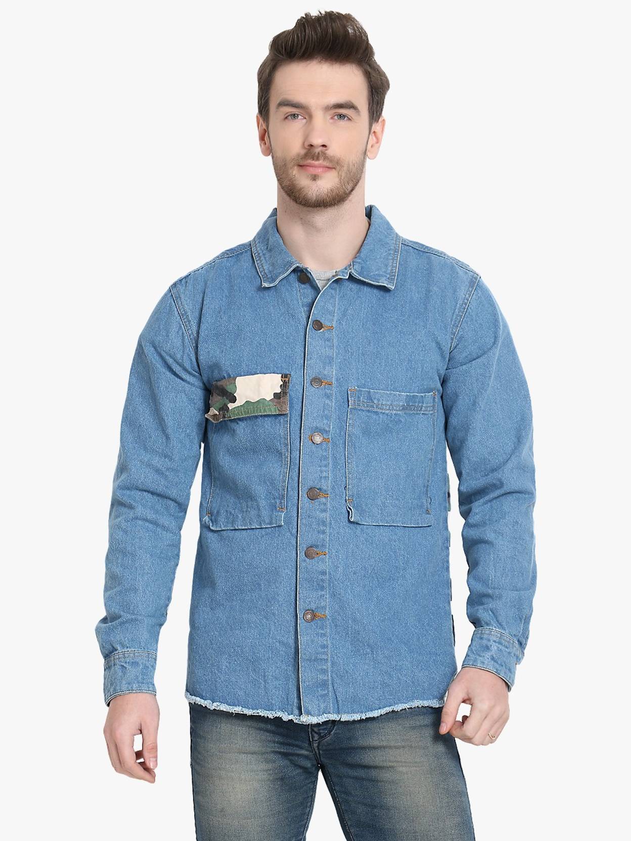 KOTTY Men Printed Denim Jacket